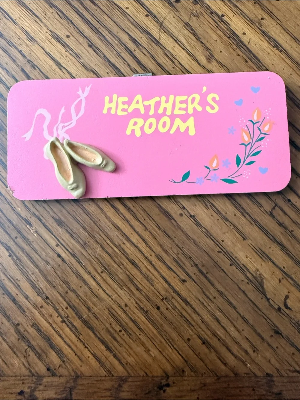 'Heather's Room' Russ  Name Sign with Ballet Slippers  & Flowers, 5